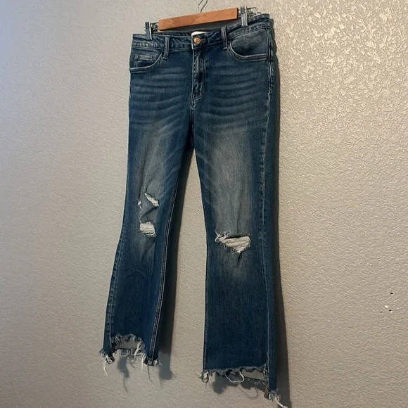 Flying Monkey Distressed Kick Flare Jeans - Picture 2 of 5